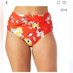 Catalina Orange Floral High Waisted Swim Bottoms Size XL